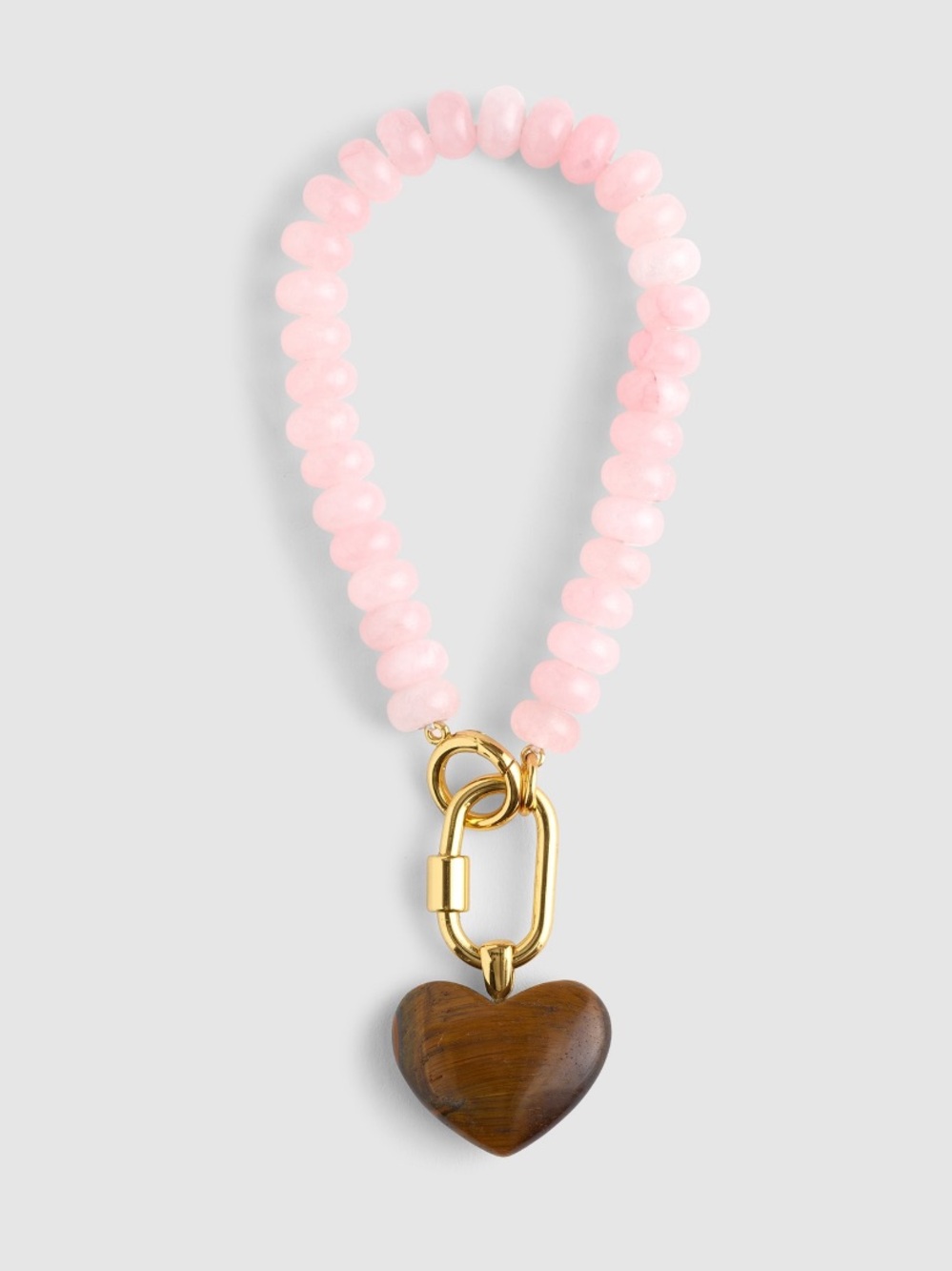 NWT Madewell Beaded Heart Carabiner Bag
Charm in Rose Quartz Tiger's Eye